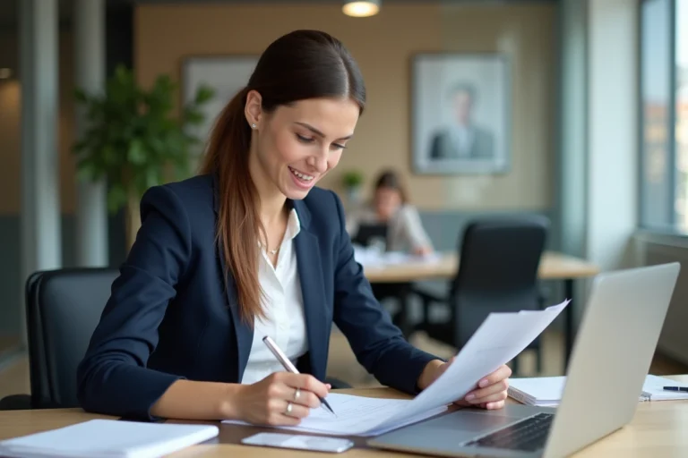 Femme d affaires en bureau parisien moderne